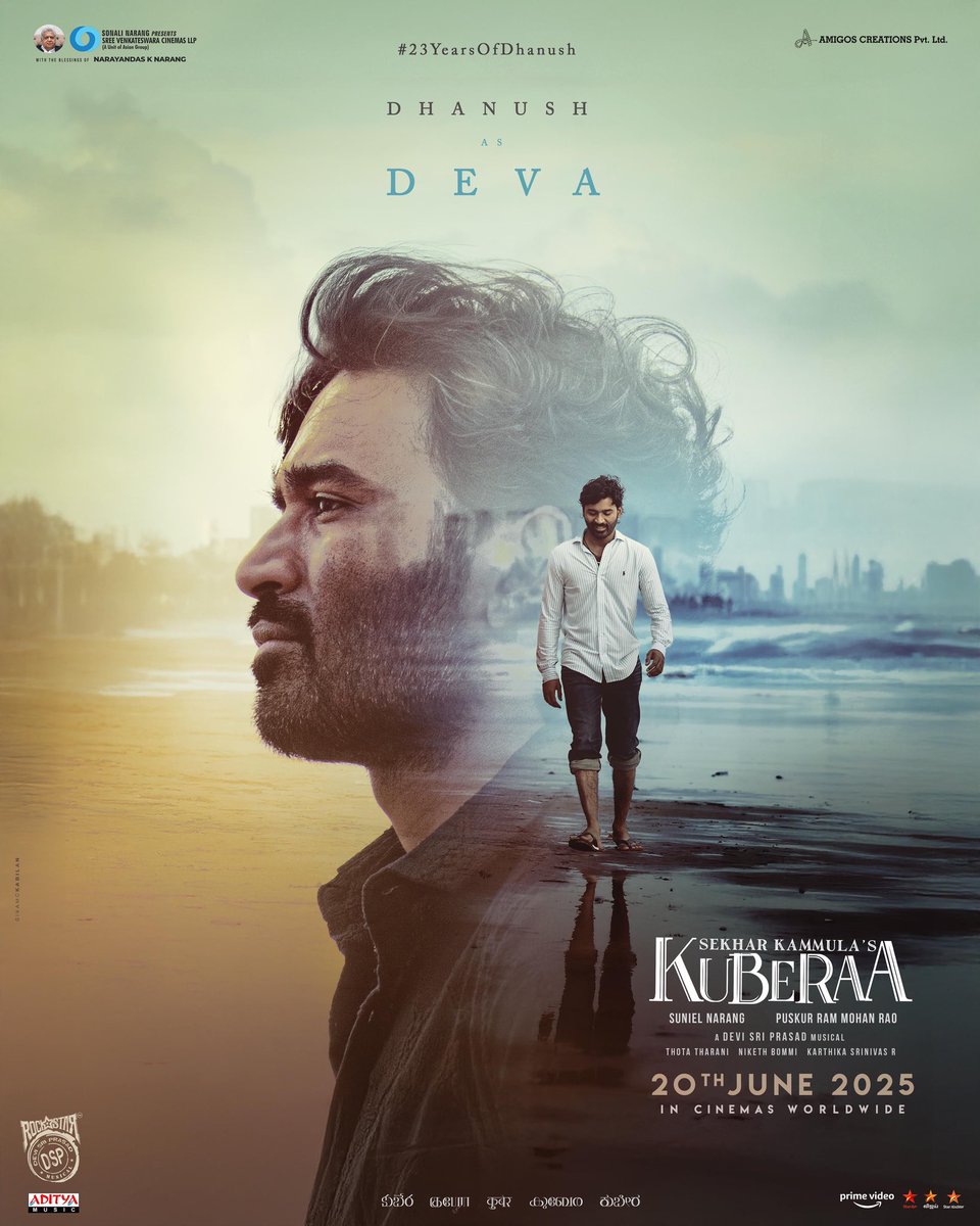23 years of a remarkable actor whose journey of hard work, passion, and dedication continues to inspire ✨

<a href="/dhanushkraja/">Dhanush</a> is all set to win hearts as #DEVA in #SekharKammulasKuberaa 💥

More updates loading soon… Stay tuned!

• Releasing worldwide on June 20, 2025.

#Kuberaa
