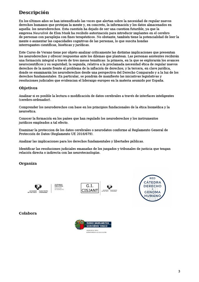 Curso de verano <a href="/uik_eus/">UIK</a> sobre #Neuroderechos, dirigido por Ekain Payán Ellacuria (<a href="/EkainPayan/">Ekain Payán Ellacuria</a>), con ponentes de la talla de <a href="/PilarNicols1/">Pilar Nicolás</a> <a href="/idemiguelb/">Íñigo de Miguel</a>  <a href="/JoaquinCayon/">Joaquin Cayon</a> <a href="/ml_san_barr/">Maria L Sanchez B</a> <a href="/AtienzaElena/">Elena Atienza Macías</a> <a href="/ftassinari92/">francesca tassinari</a>. Info👉 shorturl.at/dVFkK