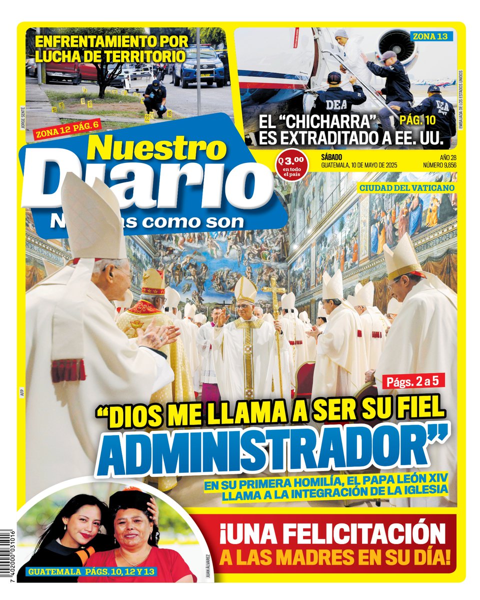 NuestroDiario's tweet photo. ¡Buen día, Guatemala! Te dejamos la portada de este sábado 10 de mayo de 2025.

#NuestroDiario ¡Noticias como son!

#NuestraPortada
#PortadaND https://t.co/vpEnpSYoYb