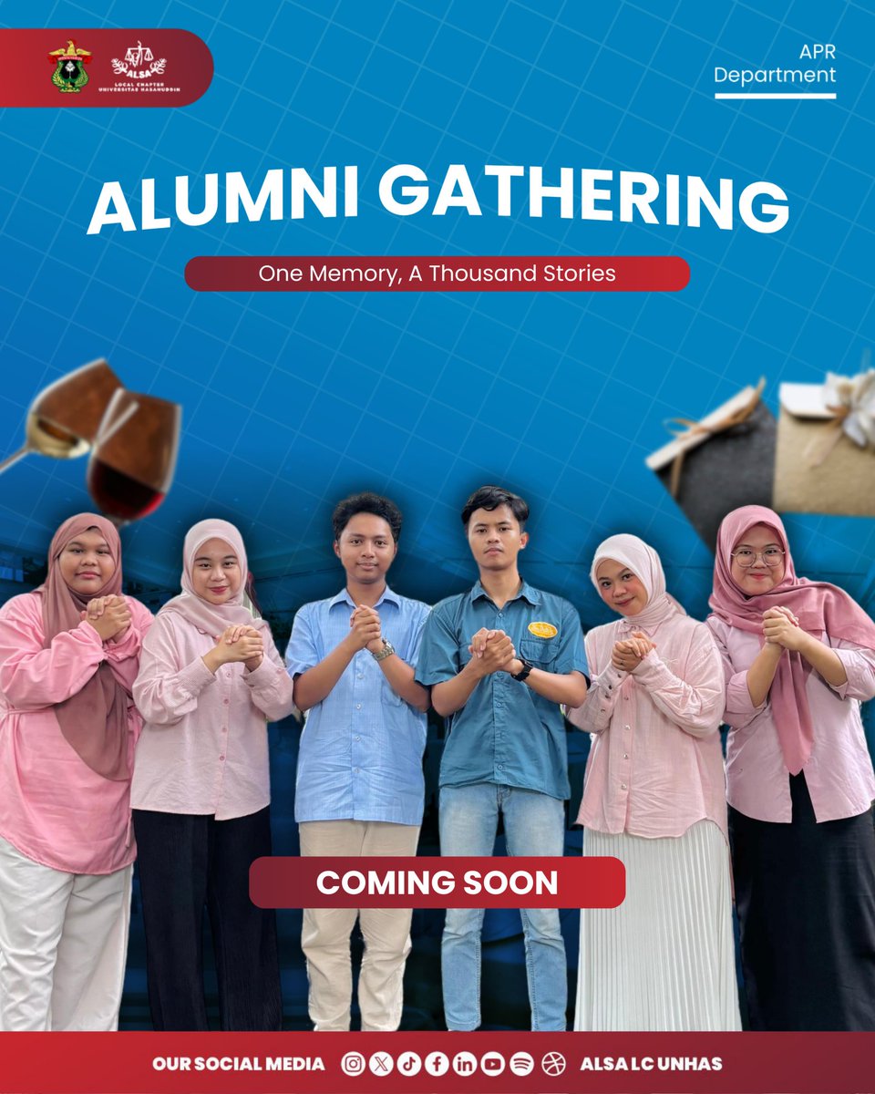 Warmest Greetings, ALSAians!

The long-awaited moment is near! We can’t wait to reunite with our ALSA LC Unhas Alumni in another city and create new memories. Join us to experience how "One Memory, A Thousand Stories" comes alive with laughter and nostalgic.