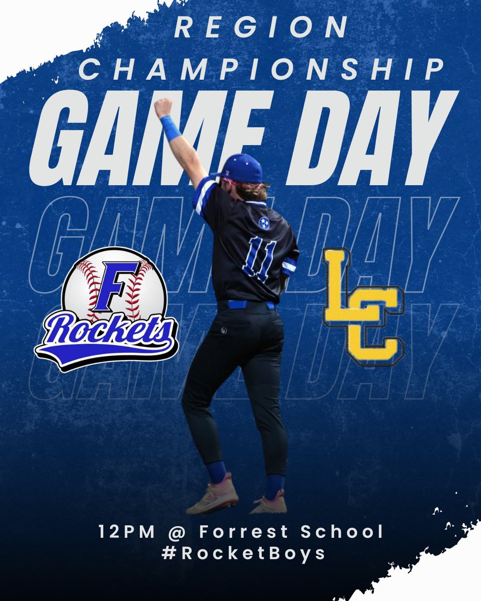 Forrest Baseball (21-8) hosts the Lewis County Panthers today in Chapel Hill for the Region 5AA Championship. 

Game time is set for 12 pm. Winner is Region Champion and will host Sectionals. Loser falls to the elimination game at 6 pm. 

Come out today and support the Rockets!