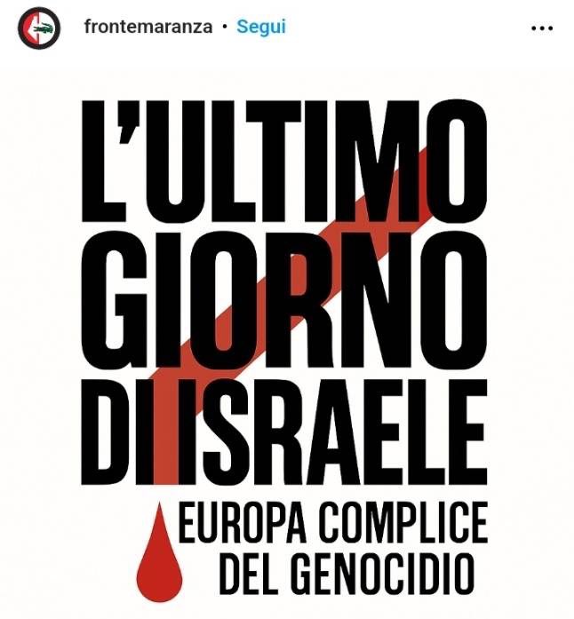 rubio_chef's tweet photo. Questo dovrebbe essere. Bravi @frontemaranza #dismantle_israel_now 🇵🇸✌🏾 https://t.co/jcQdrfVtsN