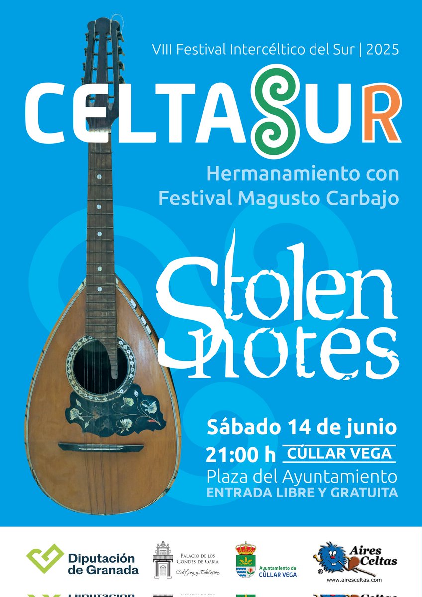 Stolen Notes, nos acompañarán en el 8° festival Celtasur en Cúllar Vega 2025, el sábado 14 de junio.
ALEJO PARRA: Uilleann pipes.
ANTONIO TAMAYO: guitarra.
GUILLERMO DEL VAL: flautas.
JOSE ANTONIO MORENO: bodhran y mandola.
#Celtasur2025 #celticmusic #musicacelta #music #folk