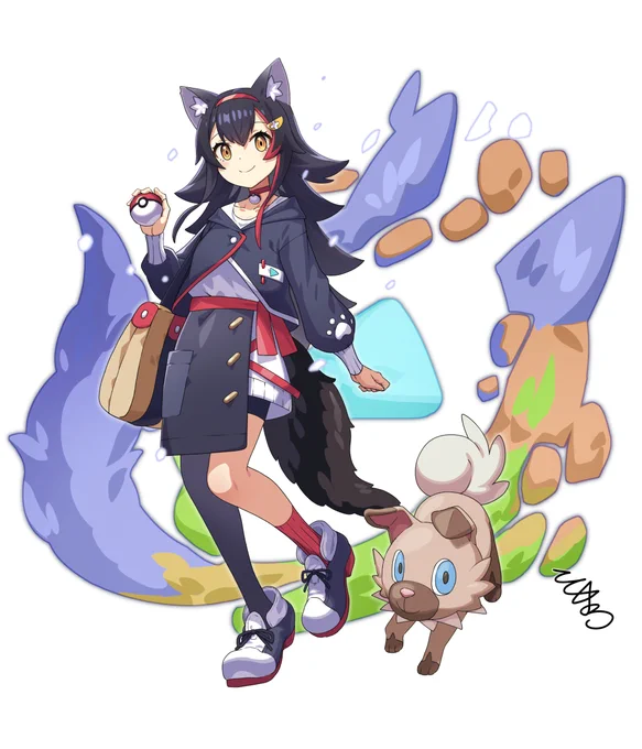 ミオしゃ×イワンコ※ファンアートです。#みおーん絵 