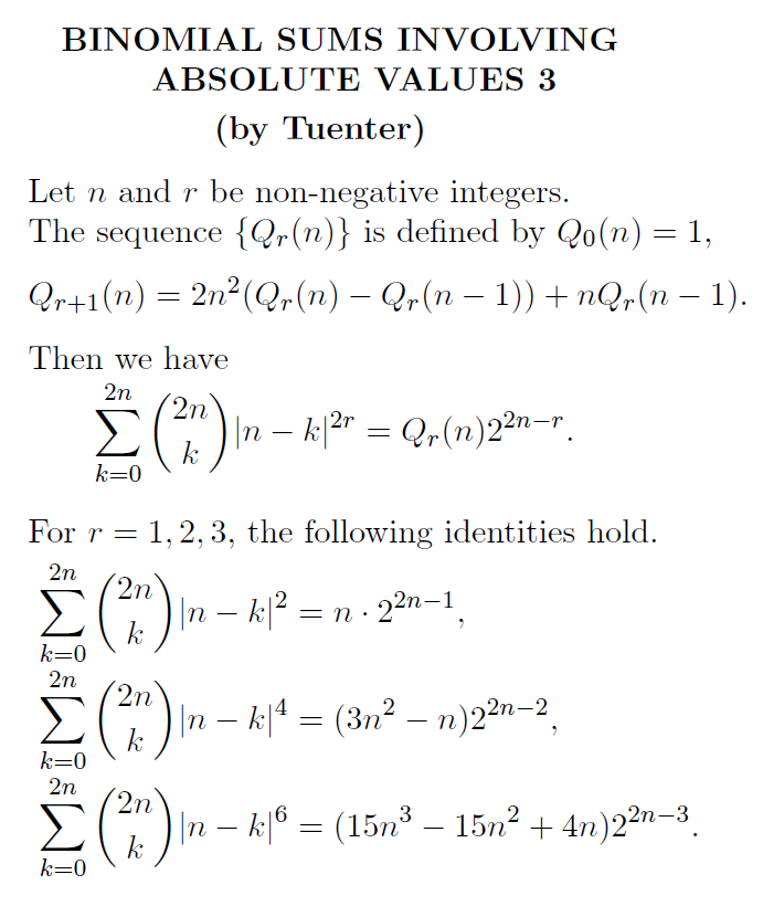 H.J.H.Tuenter, Walking into an absolute sum, The Fibonacci Quarterly 40.2(2002)