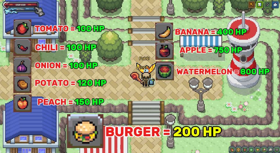 Here's a guide for <a href="/Sprite_Land/">$Sprite Land | Play2Earn |</a> food hp recovery! Don't forget to eat fruits and vegetables ☺️ "Burger" is not good for the health. 😂