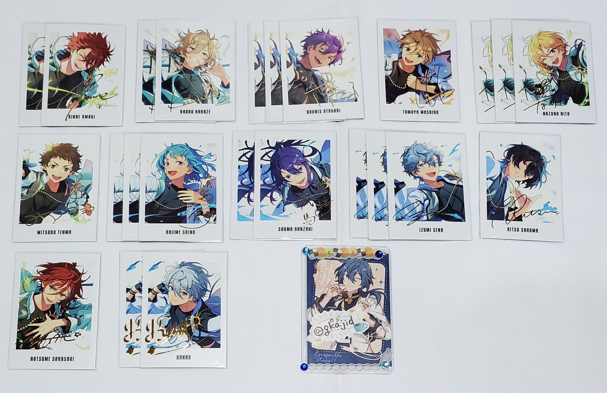 【交換】
あんスタ 9周年 ぱしゃっつ 交換
(譲)
渉 桃李 北斗 スバル 千秋 奏汰 翠 忍 藍良 巽 宗 みか ひなた ゆうた アドニス 友也 なずな 光 創 颯馬 夏目 カンナ
(☆ 日和 ジュン 燐音 薫 泉 凛月)
(求)
ニキ

ゆるく探しているため☆の子は再交換/友人分不可、且つ郵送5点～のみ

発送最短5/19～