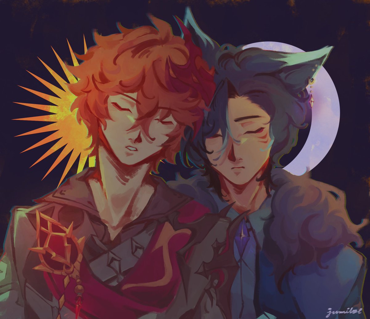 MiTaruu_'s tweet photo. [💠🐳]

💠- My sun
🐳- My moon
⊹ ࣪ ˖⋆'Our love is written in the stars and sung by the cosmos'⊹ ࣪ ˖⋆

🎨©️- jumiloe[disc0rd]
#yumetwt #selfship #MiTaru #genshinyume https://t.co/AaHQbJJTBS