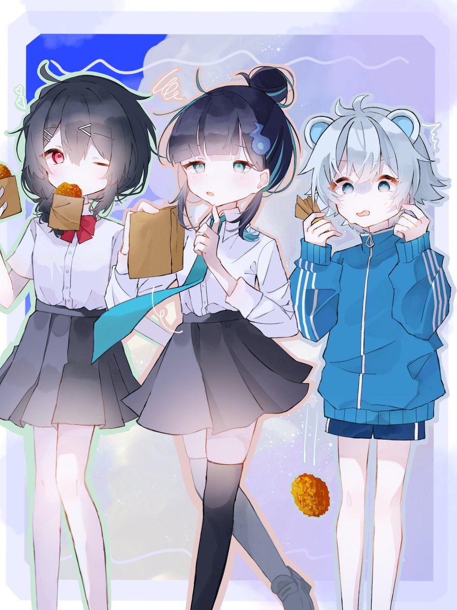 学パロ・捏造 注意
💚『ぜんこぱすのやつをめめんともりが食べればいいんじゃない？』
#めめらてこぱすあーと