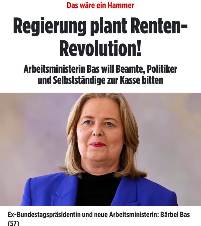 Man hätte darauf wetten können, dass auch diese Bundesregierung in der Reformierung der Alterssicherung komplett versagen wird. Es war eine sichere Prognose, und Ministerin Bas erfüllt sie nach nur vier Tagen im Amt. Nein, dieses Rentensystem ist NICHT mehr mit zusätzlichen