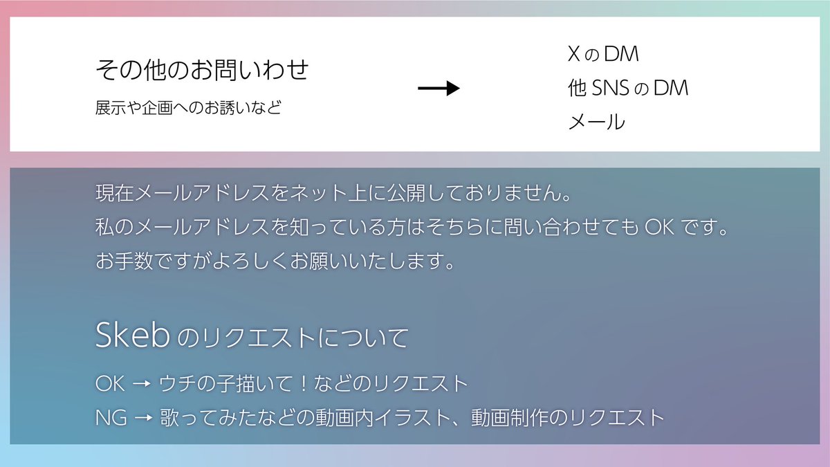 「問い合わせ先まとめ 各問い合わせ先はプロフのリンクから飛べます 【代表作】 DE」|りょーの@ボカデュオ2チーム参加のイラスト