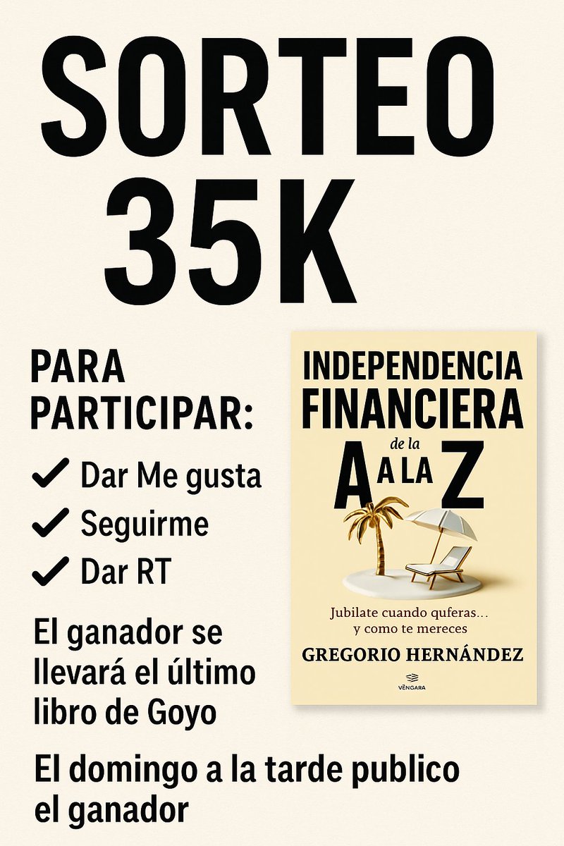 AleInversor's tweet photo. ¡ATENCIÓN!🎁🎁
SORTEO 35K para daros las gracias

Estoy regalando el último libro de Gregorio Hernández📚📚
Independencia financiera de la A a la Z. (me está encantando)

¿Cómo participar?
✅ Dar Me Gusta❤️
✅ Seguirme👌
✅ RT a este tweet🔁

El domingo por la tarde anuncio al ganador.
¡Mucha suerte a todos!