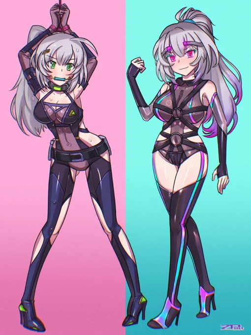 skebコミッションで描きました。クライアントさんのOCヴァレンタインさんです。一枚目は闇堕ち前闇落ち後、2枚目は闇堕ち中と完堕ちバージョンです。 ブーストもありがとうございました。  