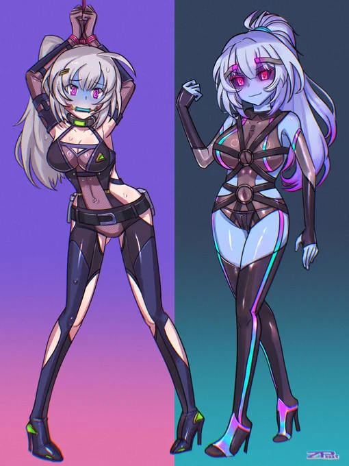 skebコミッションで描きました。クライアントさんのOCヴァレンタインさんです。一枚目は闇堕ち前闇落ち後、2枚目は闇堕ち中と完堕ちバージョンです。 ブーストもありがとうございました。  
