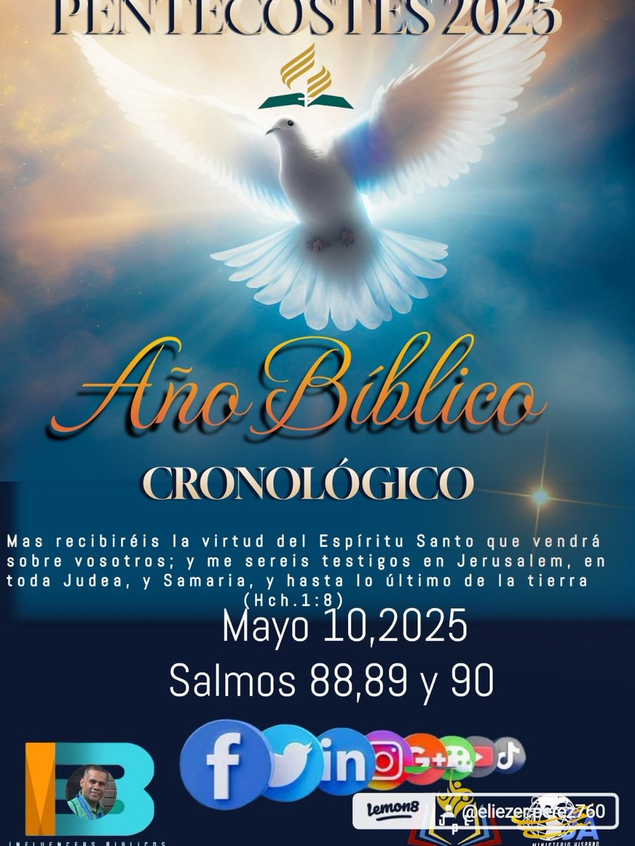 EliezerPrez8's tweet photo. Hoy es #Sábado_10_de_Mayo,2025.
En este día y por la gracia de Dios; seguimos con el estudio de #Las_Sacradas_Escrituras. Te invito a participar del #Año_Biblico_Cronológico #PENTECOSTÉS2025 .Porcion de hoy #Salmos_88_al_90.

Leamos #La_Biblia cada día. https://t.co/iRTeYSBctJ