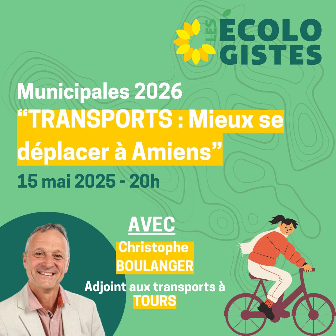 📷 Venez discuter "TRANSPORTS" avec Christophe Boulanger, adjoint au maire de la ville écologiste de Tours, Jeudi 15 mai 2025, dès 20h. 

Infos et Inscription 👉docs.google.com/forms/d/e/1FAI…