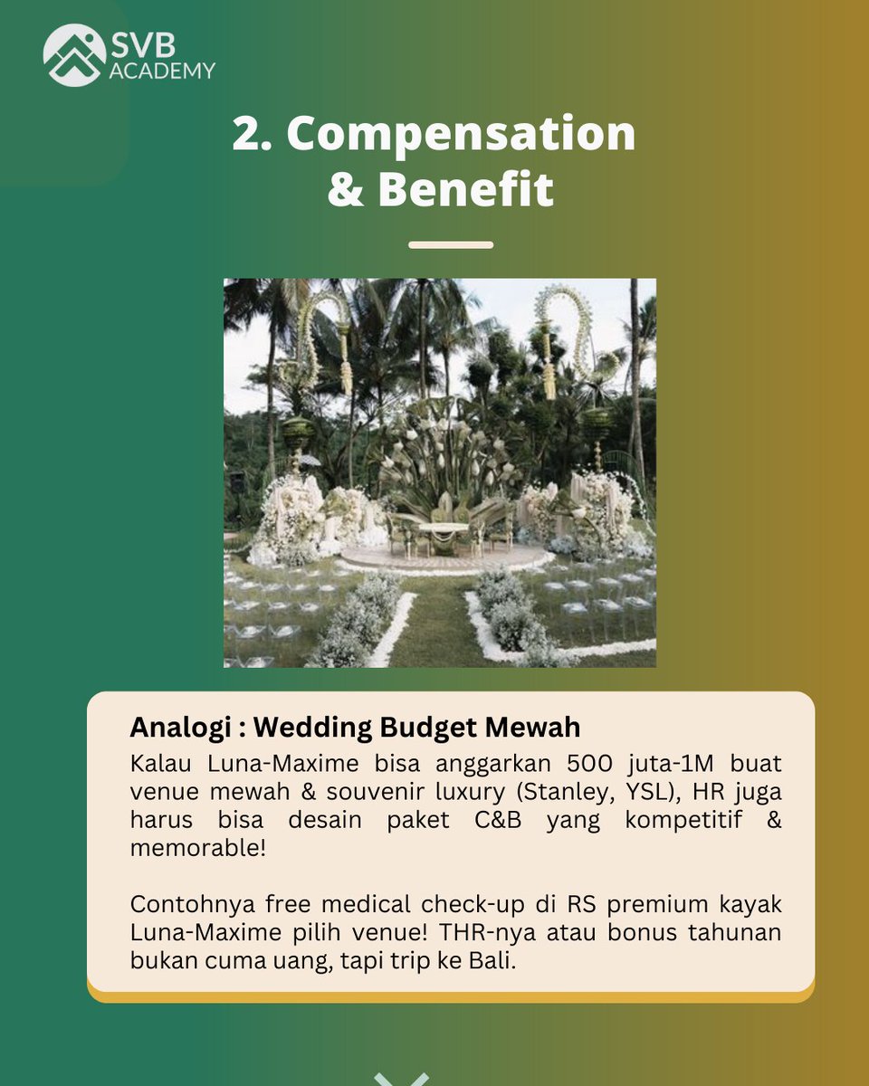 [2/4] 2. Budgeting yang detail (dari venue sampai souvenir)
🔹 Di HR = Compensation &amp; Benefit yang transparan &amp; kompetitif