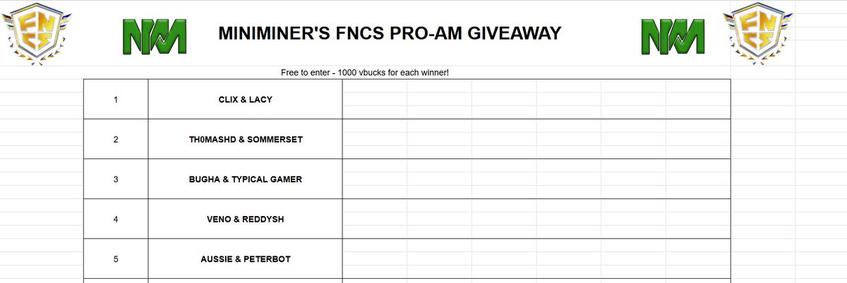 Doing an FNCS Pro-Am viewing party tonight but with a fun twist

I’m giving away FREE V-BUCKS if your randomly assigned team wins 🥳

How to enter:
1. Follow my Twitch
2. Join the stream at 6:30PM UK
3. Get paired with a Pro-Am team, revealed live on stream
4. If they win it all,