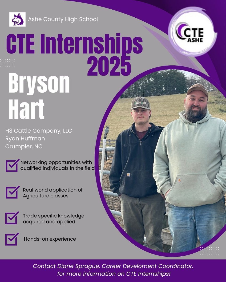 Another spotlight in our Spring Intern Series! Junior Bryson Hart is getting hands-on experience at H3 Cattle Company in Crumpler, NC. Under guidance of owner Ryan Huffman, Bryson is learning about different types of agriculture, including the cattle industry &amp; pumpkin production
