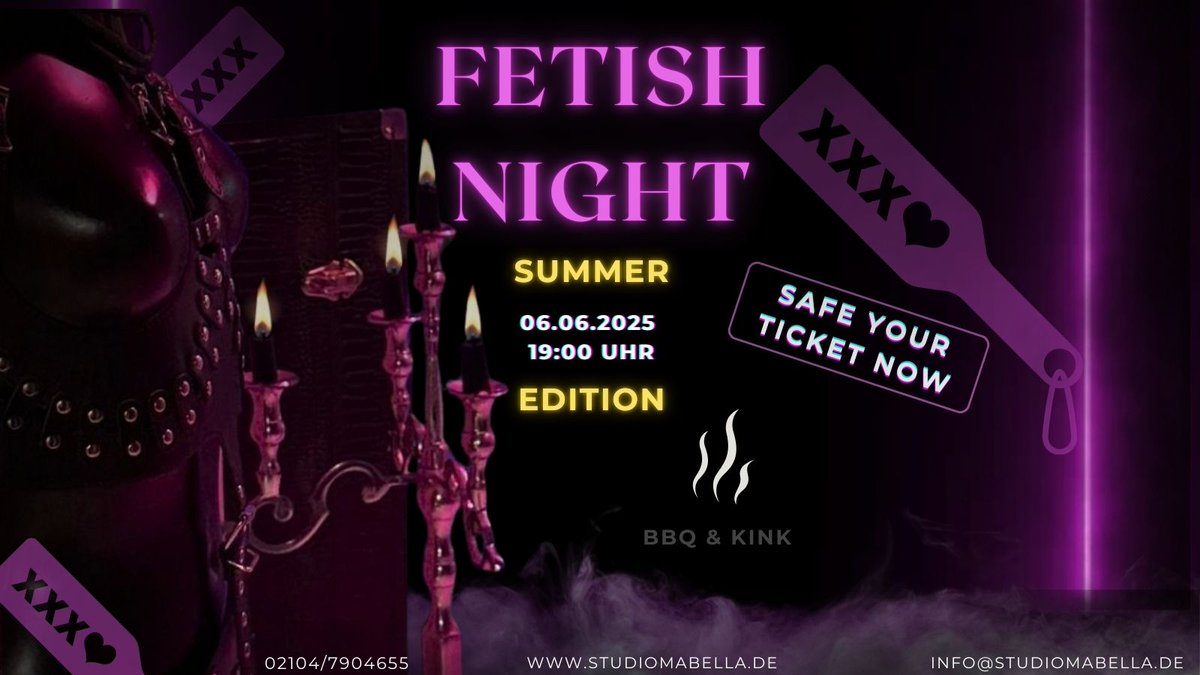 Die Fetish Night SUMMER EDITION ist am 6. Juni 2025! Sei bereit für einen Abend voller Kinkyness  im Studio Mabella. Jetzt anmelden! wix.to/z2zN5R3 #FetishNight #Mettmann