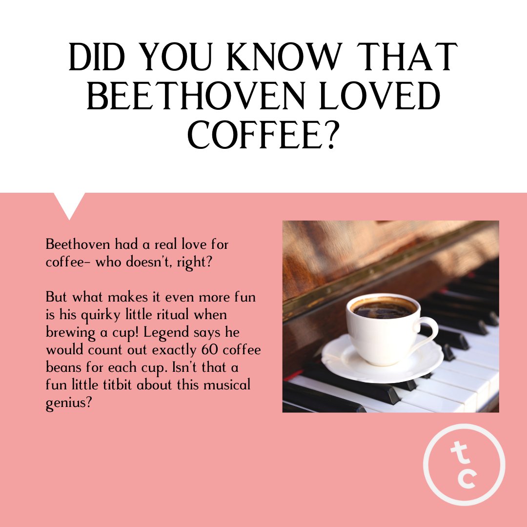 We can’t resist a fun coffee fact, and this one about German composer Beethoven caught our attention! 🎹☕

#coffeefact #beethoven #60coffeebeans #funfact #musicandcoffee #piano #composer #coffeetime #coffeebreak #lovecoffee #twochimpscoffee