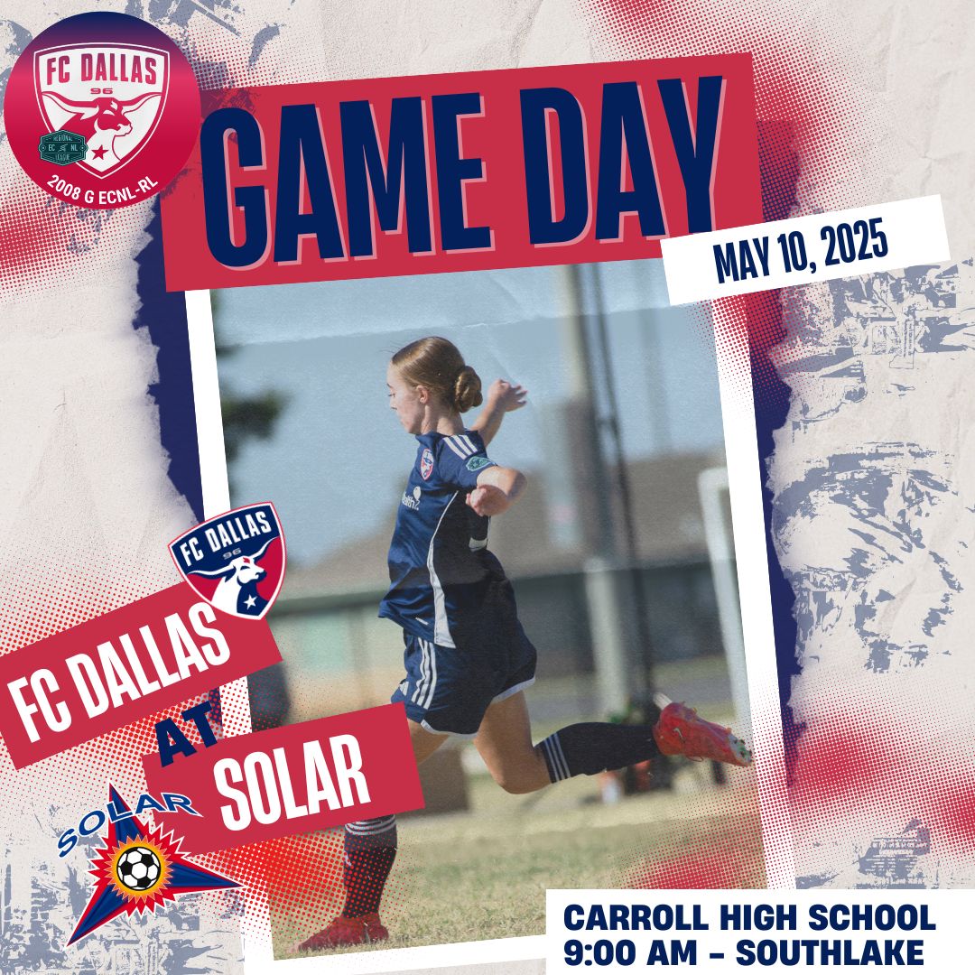 IT'S GAME DAY! The best way to start Saturday is at the soccer field. Let's gooooooo!

🆚 Solar ECNL-RL 
☀️Saturday, May 10
⏰ 9 am
📍Carroll High School - Southlake

<a href="/FCDGirlsECNL/">FC Dallas Girls ECNL</a> <a href="/FondrenJames/">James Fondren</a> <a href="/matt_martucci/">Matt Martucci</a>