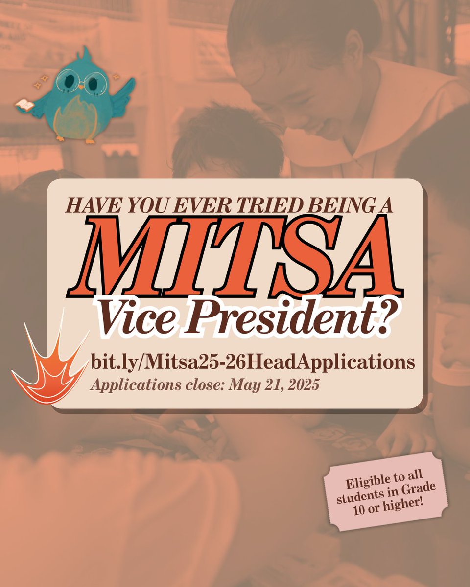 MitsaTutoring's tweet photo. Are you in Grade 10 or above? Do you have good leadership skills? A pleasing personality and a desire for an EXCITING new life? If so, this opportunity MAY BE for YOU. 🫵🤗

Mitsa is OPENING OUR DOORS for NEW HEADS! 📣👑 
Kindly answer this form by MAY 21: https://t.co/ZZZYa8l0Uk https://t.co/TOX22Y9QaL