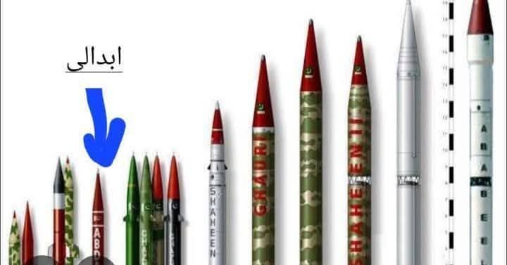 #لاہور سے #دہلی 426 کلومیٹر ہے اور #ابدالی میزائل کی رینج 450 کلومیٹر ہے۔  
یہ ہم نے سب سے چھوٹی شرلی رکھی ہوئی ہے 
باقی 
#ابابیل، #شاہین، #بابر ، #نصر ،#غوری وغیرہ ہم نے دیکھانے کے لیے نہیں رکھے ہوئے۔