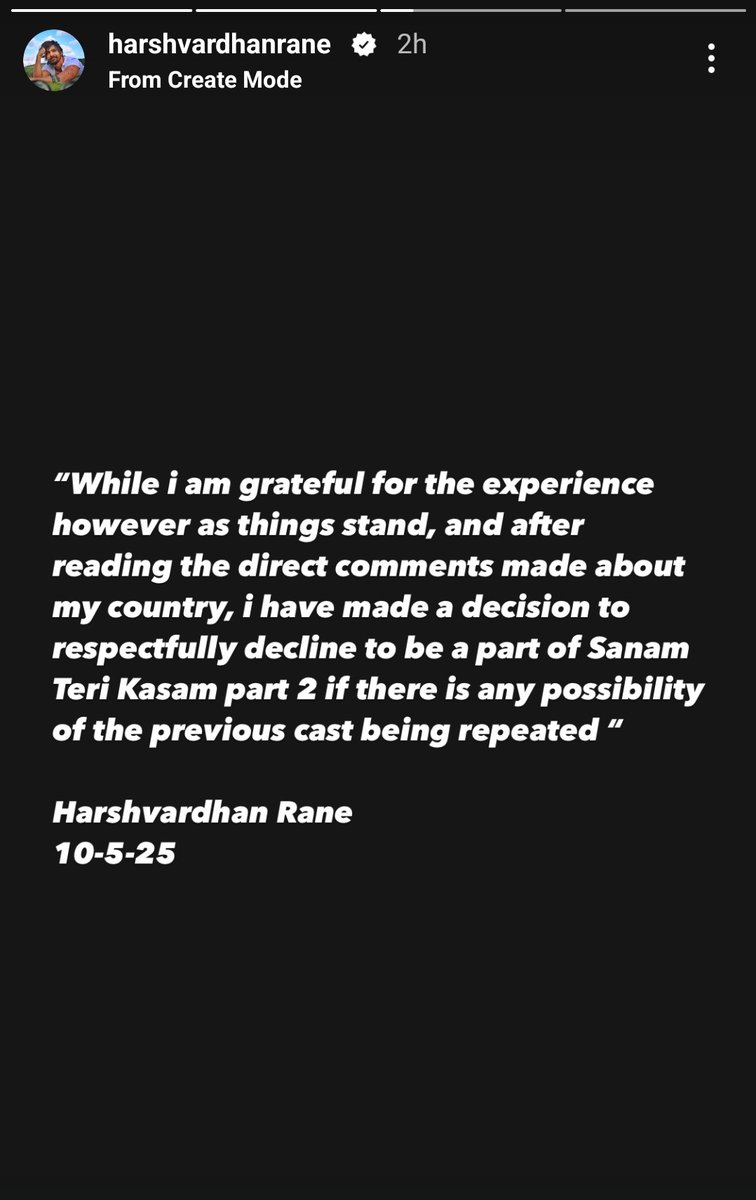 _blue_rain_12's tweet photo. This is an appreciation post for harshavardhan rane where all the bollywood is silent he is openly speaking and boycotting pakistani actress.
#IndiaPakistanWar https://t.co/I4KbJKS31I