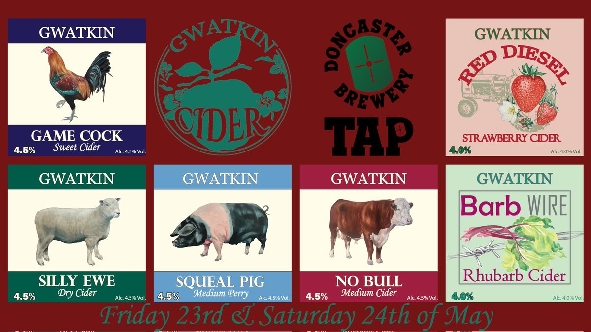 Doncaster Brewery & Tap (also on Bluesky) (@doncastertap) on Twitter photo May is CAMRAs Cider month, so we thought we would treat you to a Gwatkin Cider Tap Take Over on the 23rd and 24th May.
Silly Ewe -D
No Bull - M
Game Cock -S
Squeal Pig -P
Red Diesel
Barb Wire
<a href="/camraofficial/">Sunny Camra</a>.bsky.social @donnybrewer.bsky.social @dystopiabar.bsky.social May is CAMRAs Cider month, so we thought we would treat you to a Gwatkin Cider Tap Take Over on the 23rd and 24th May.
Silly Ewe -D
No Bull - M
Game Cock -S
Squeal Pig -P
Red Diesel
Barb Wire
<a href="/camraofficial/">Sunny Camra</a>.bsky.social @donnybrewer.bsky.social @dystopiabar.bsky.social