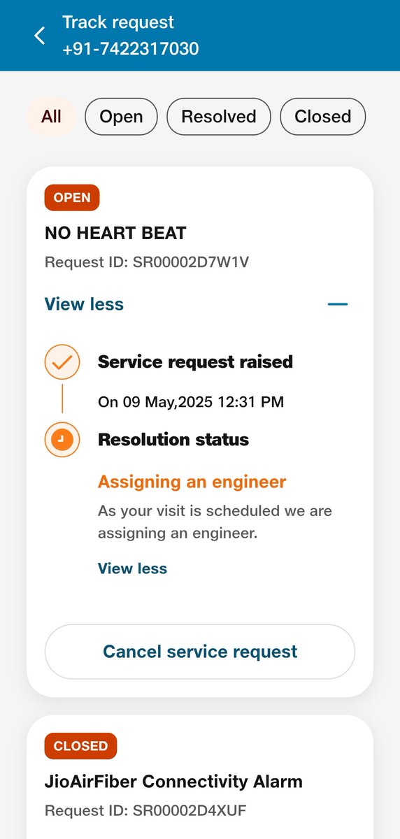 Just tell me <a href="/JioCare/">JioCare</a> when your engineers will come from 6 days my wifi is not working still no engineers has been come or alloted and nor I know the timing
