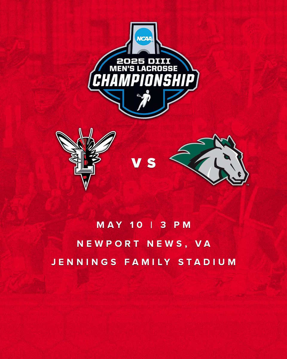 Lynchburg Men’s Lacrosse:
GAME DAY
NCAA 2nd Round
3:00 vs. Stevenson
@ Newport News, Va
It’s A Great Day to be a Hornet!!!
OWN THE ARENA 2025!!!
