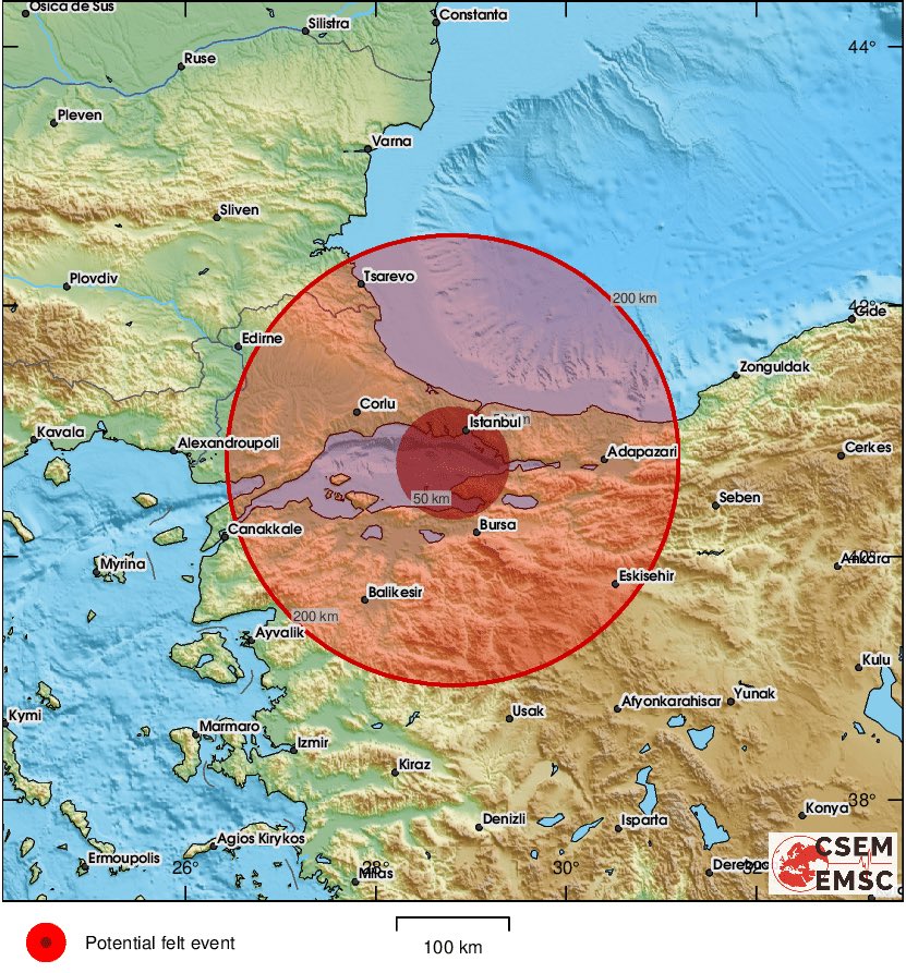 SonDepremlers's tweet photo. Muhtemelen 2 dakika 29 saniye önce Marmara Denizi veya çevresinde #deprem hissedildi. Hissettin mi? Raporunu paylaş: https://t.co/NlcBo0v12J
⚠️ Bu, henüz sismik olarak doğrulanmayan, otomatik kitle kaynaklı bir algılamadır. https://t.co/2XDRLLH9hM