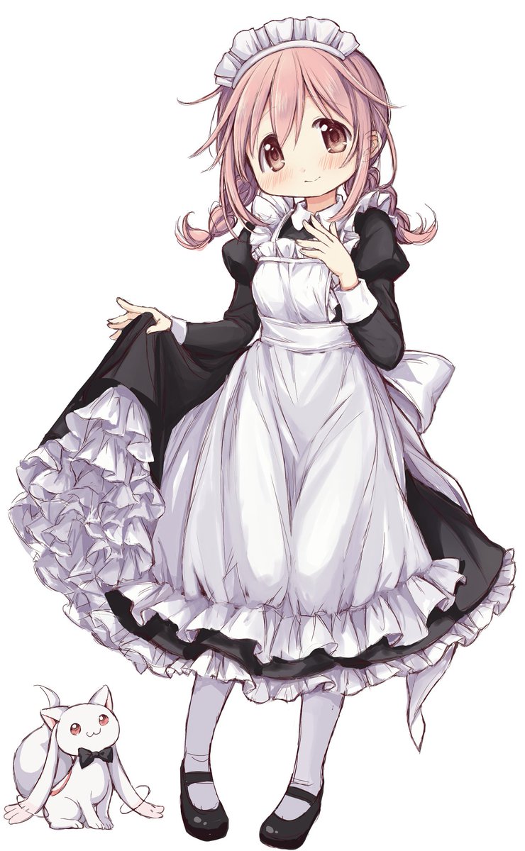鹿目まどか ,キュゥべえ 「#メイドの日 」|𝓗🎀のイラスト