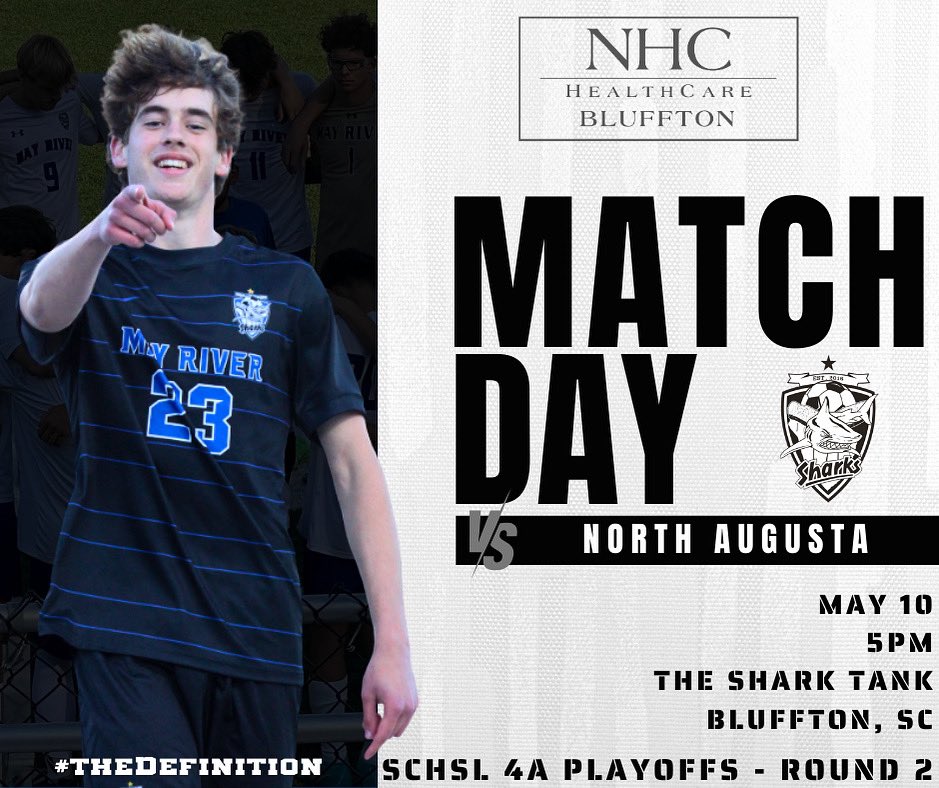 Saturday playoff footy @ 601!

🆚 North Augusta
⌚️ 5pm
🏟️ The Shark Tank
📍 601 New Riverside Rd, Bluffton, SC

#mayriversoccer #thedefinition