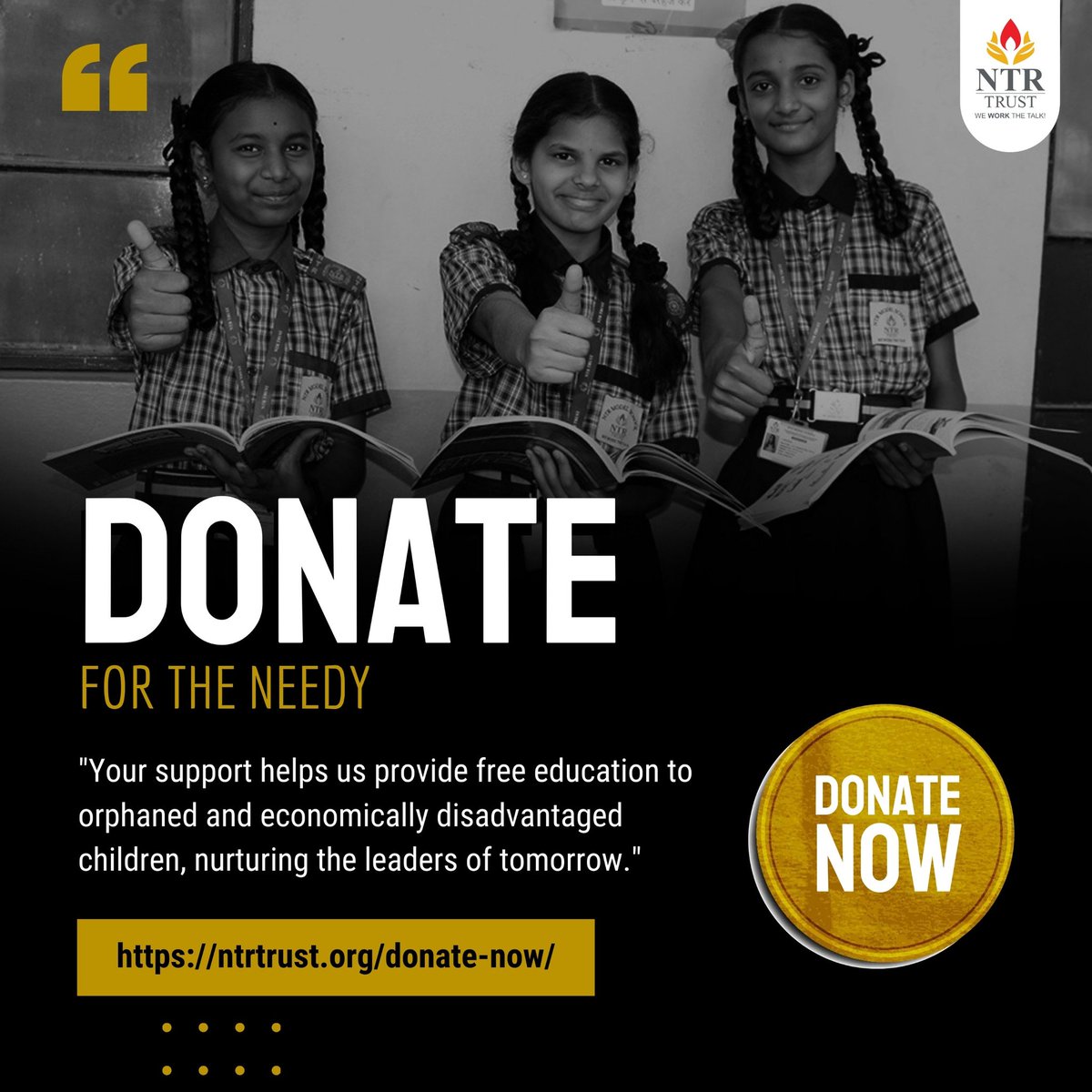 ntrtrust's tweet image. మీ సహాయం ఎంత చిన్నదైనా, అది ఒకరి జీవితంలో వెలుగు నింపుతుంది.🤝🏻 ✨

Donate Now: 🔗 ntrtrust.org/donate-now/

#SmallHelpBigImpact #MakeADifference #DonateNow #NTRTrust