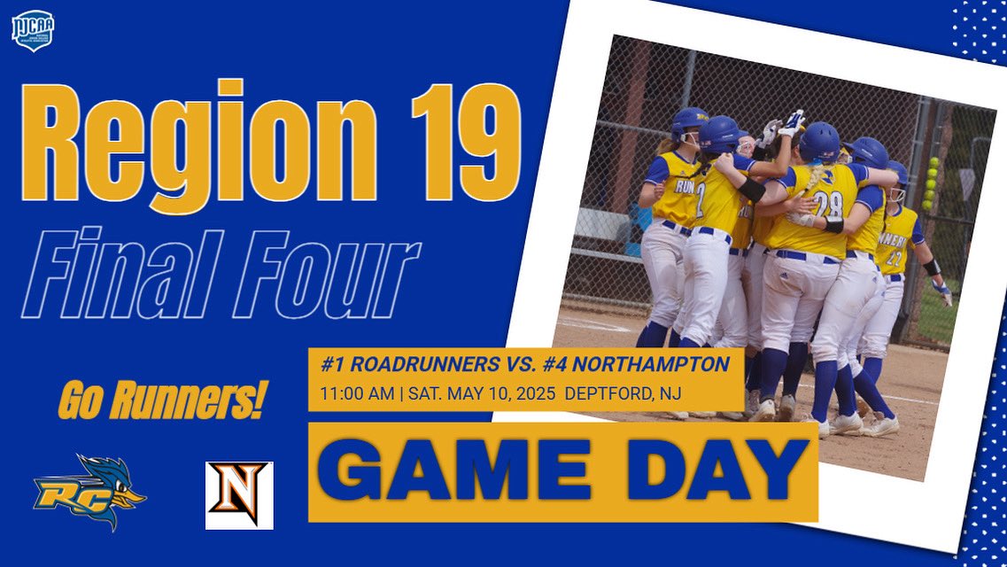 Region 19 Softball Final Four action begins Saturday morning in Deptford, NJ. First pitch 11 am.  Opening games: 

No. 4 Northampton vs. No. 1 Deptford
No. 2 Brookdale vs. No.  3 Middlesex
