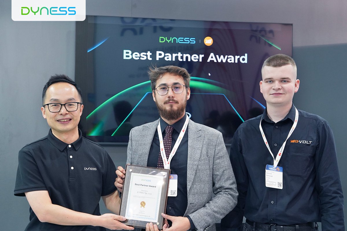 🎉 We are thrilled to announce that G-VOLT Sp. zo.o has been honored with the Dyness Best Partner award during the Intersolar 2025 ceremony! 🌟 

 #DynessBestPartner  #GVOLT #Intersolar2025 #EnergyTransition