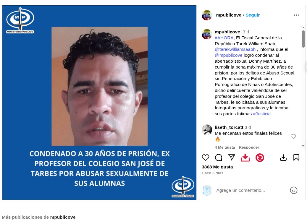 ElParaisoNow's tweet image. #Suceso|| Donny Martínez, exprofesor del colegio San José de Tarbes fue condenado a 30 años de prisión, por los delitos de Abuso Sexual sin Penetración y exhibícion Pornografico. 
#⃣ #10May Venezuela El Paraíso #Cicpc #MinsterioPublico