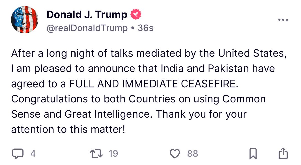 MAGAVoice's tweet image. BREAKING 🚨 President Trump stuns the World by announcing a FULL and IMMEDIATE Ceasefire with India and Pakistan thanks to President Trump

Trump truly does deserve a Nobel Peace Prize 

THIS IS HUGE WIN FOR HUMANITY ❤️