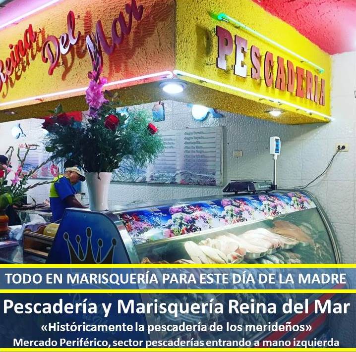 #10May | #Mérida | Pescadería y Marisquería Reina del Mar 🍤 te ofrece frescura en:
✅ Pescados 
✅ Mariscos

📍Mercado Periférico, sector pescaderías entrando a mano izquierda
📍 Mercado Jacinto Plaza
📍 Hoy frente al Centro Comercial Alto Prado