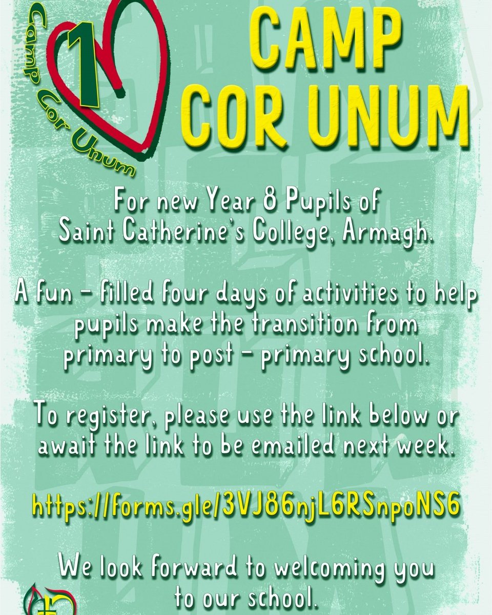Camp Cor Unum (@campcorunum) on Twitter photo Welcome to St Catherine's College!
We hope all our new Year 8s have received the wonderful news that they are about to be welcomed into the St Catherine's family! 
To help you start your journey we have four days of fun at Camp Cor Unum! #CorUnum ❤️💛💚 Welcome to St Catherine's College!
We hope all our new Year 8s have received the wonderful news that they are about to be welcomed into the St Catherine's family! 
To help you start your journey we have four days of fun at Camp Cor Unum! #CorUnum ❤️💛💚