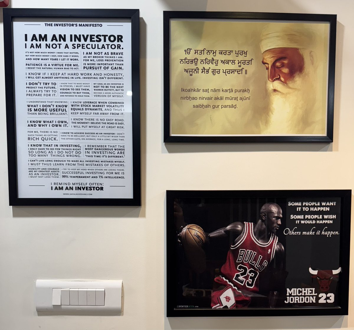harmantussar's tweet photo. @safalniveshak This was long time pending. Wall of motivation is ready. 

Thanks to you @safalniveshak for your teachings though we may not follow them sometimes 😁 Trying our best. 

Thanks again and keep sharing your knowledge. https://t.co/XorAyFdl94