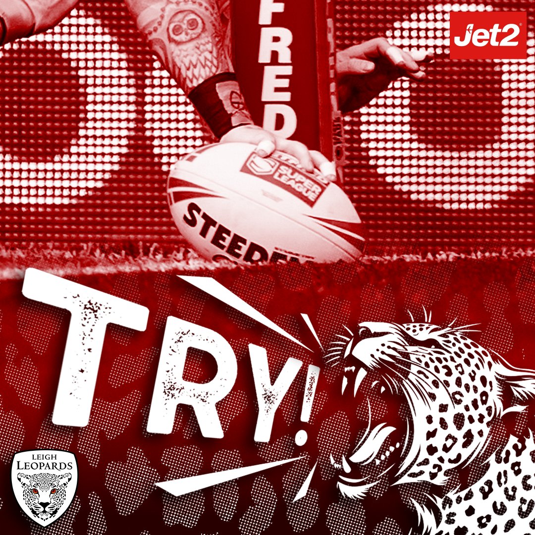 57’ | Leigh are motoring along now as Matthew Rudd scores just minutes after Pemberton following a neat Leigh move. 
Ben Tyrer converts from just shy of the 20m line 

🐆 Leopards 46-0 Bulls 🐮
#betheroar