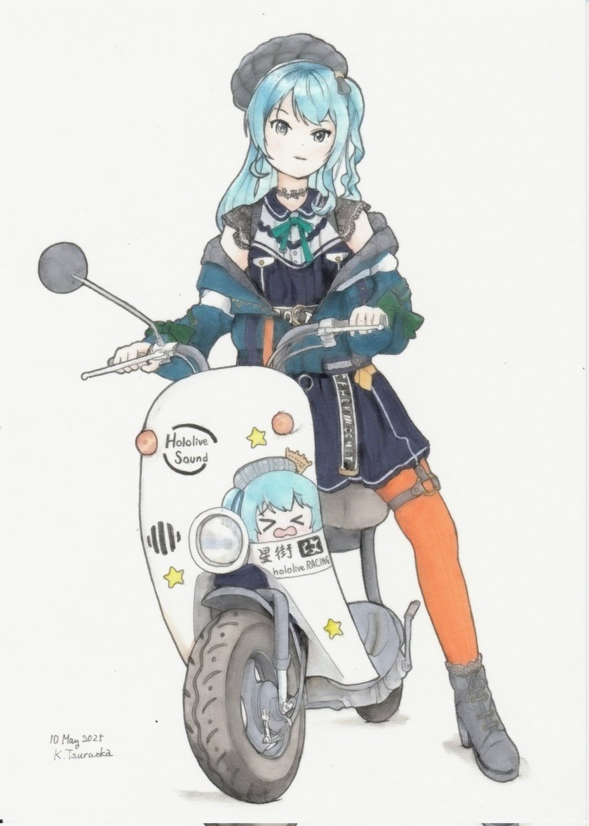 星街すいせい「Suzuki Choinori + 星街すいせい描いてみました!驚いているのは本」|Kaz Tsuruokaのイラスト
