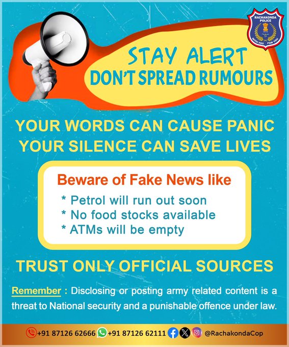 ⚠️ Stay Alert 📷 Don’t Spread Rumours 📷 Your safety starts with verified information. Follow official handles for updates.