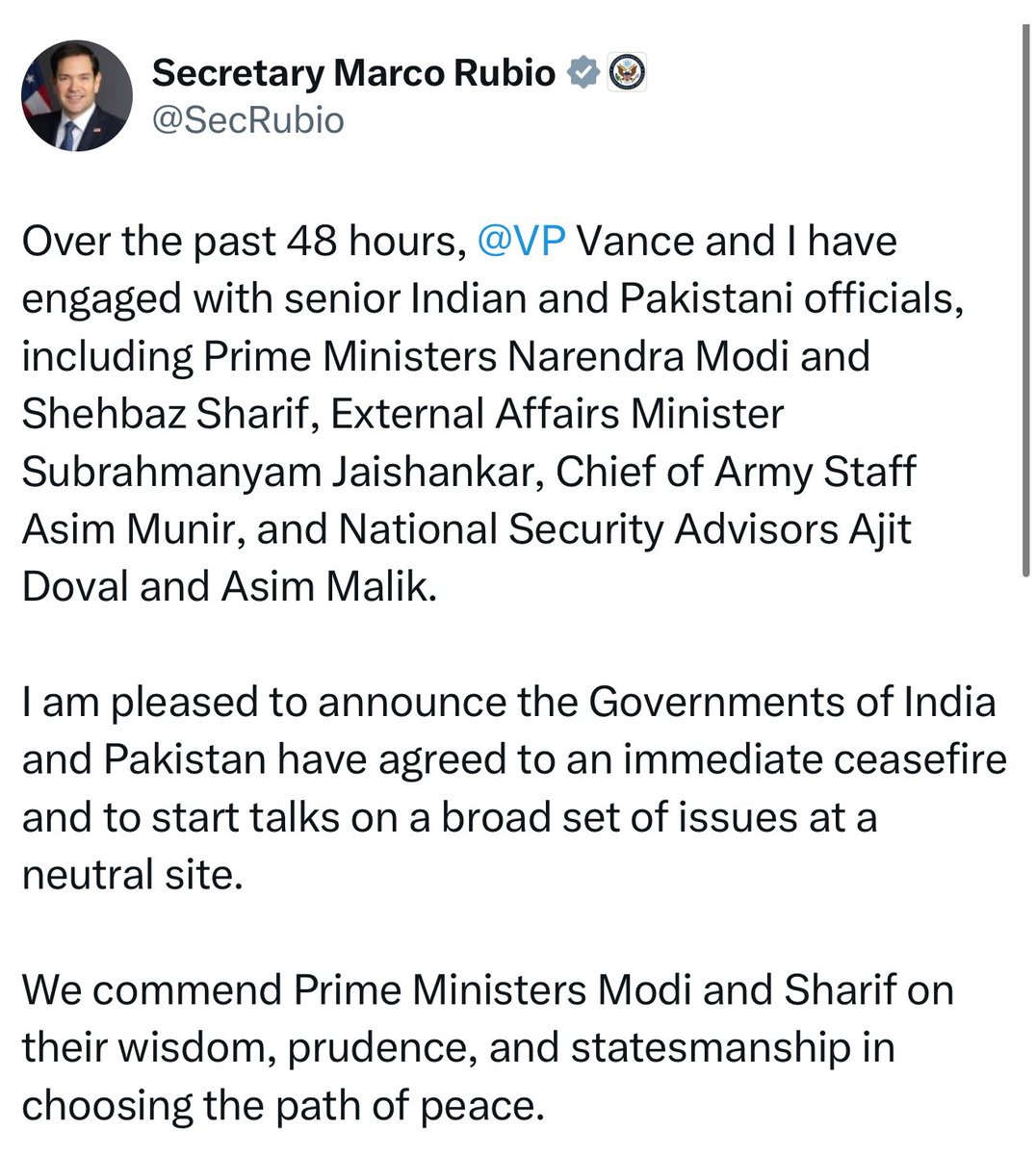iihtishamm's tweet photo. Secretary Marco Rubio tweeted. https://t.co/IgiV4UuCBk