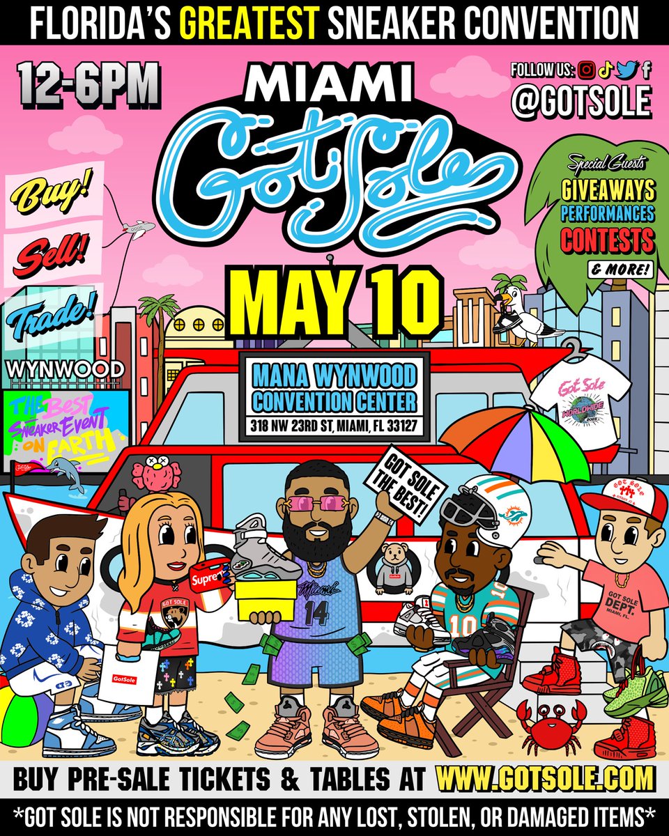 Miami Got Sole is today from 12-6pm with Rick Ross, Wale, The Miami Heat &amp; More! Get tickets now at gotsole.com or at the door 🎟️  

📍 Mana Wynwood Convention Center - 318 NW 23rd St, Miami, FL 33127