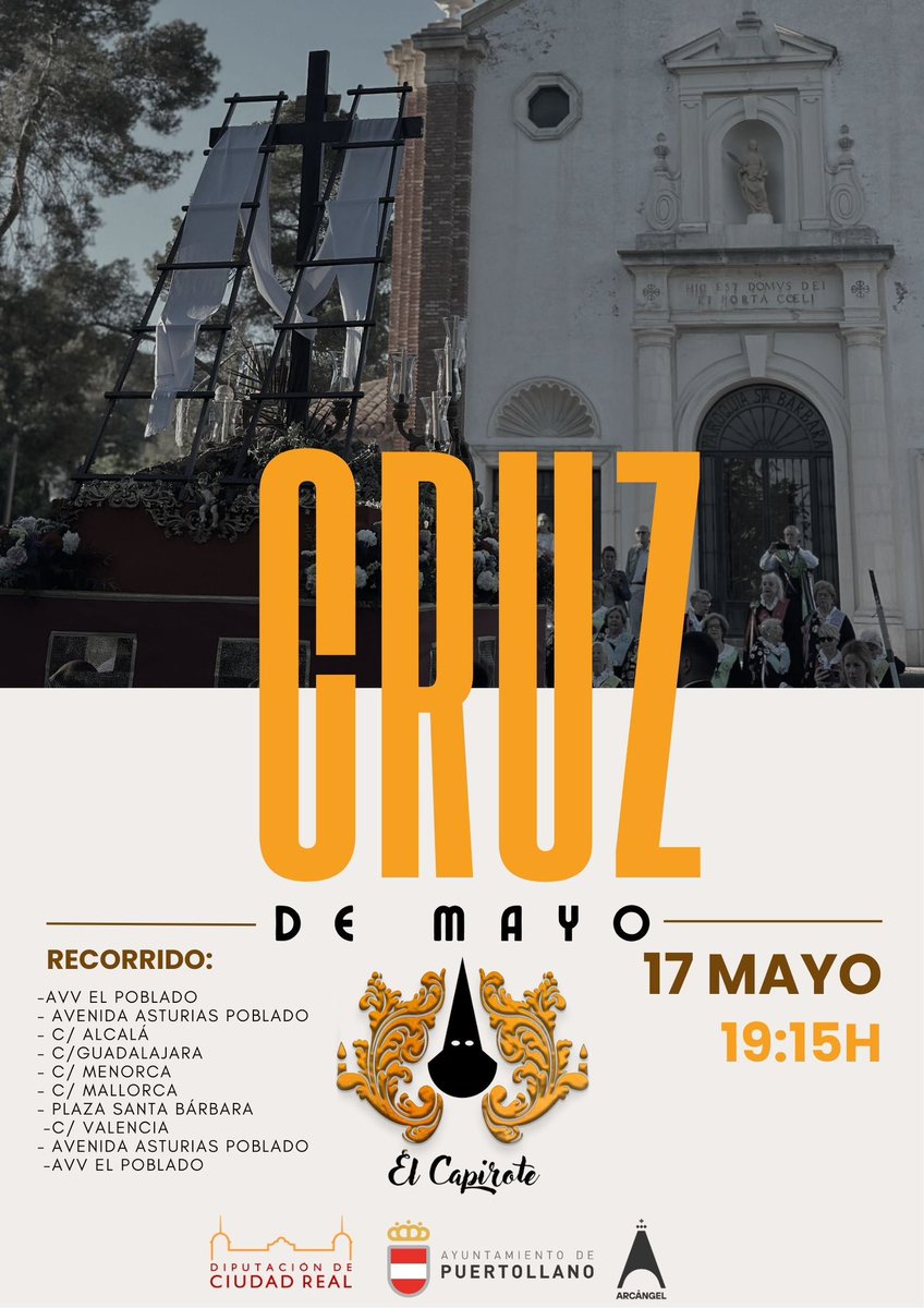 elcapirote's tweet photo. ⸻

¡La Cruz de Mayo saldrá el próximo sábado!
📆 Sábado | 19:15h
📍 Salida: Avenida Andalucía 1

Una cita esperada por todos los corazones cofrades: la Cruz de Mayo recorrerá nuestras calles con el fervor, la ilusión y la entrega de nuestros jóvenes del capirote. https://t.co/CIjEGAbGCs