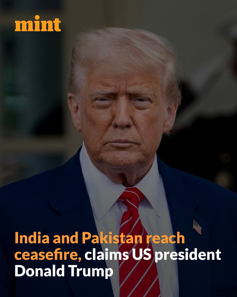 Donald Trump claims India and Pakistan have agreed to full and immediate ceasefire, official confirmation awaited.

Read here 👇
livemint.com/news/india-pak…

#India #Pakistan